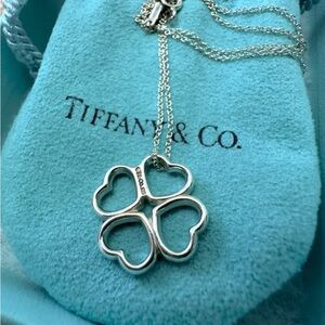 Tiffany & Co. Four Hearts Clover 925 Sterling Silver Necklace w/Pouch ✨EUC✨
